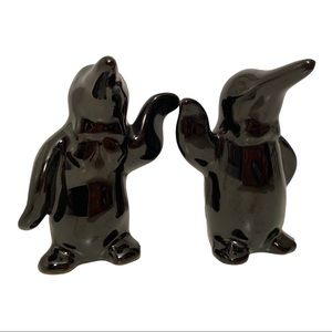 Vintage MCM Black Penguin High Gloss Porcelain Salt & Pepper Shakers